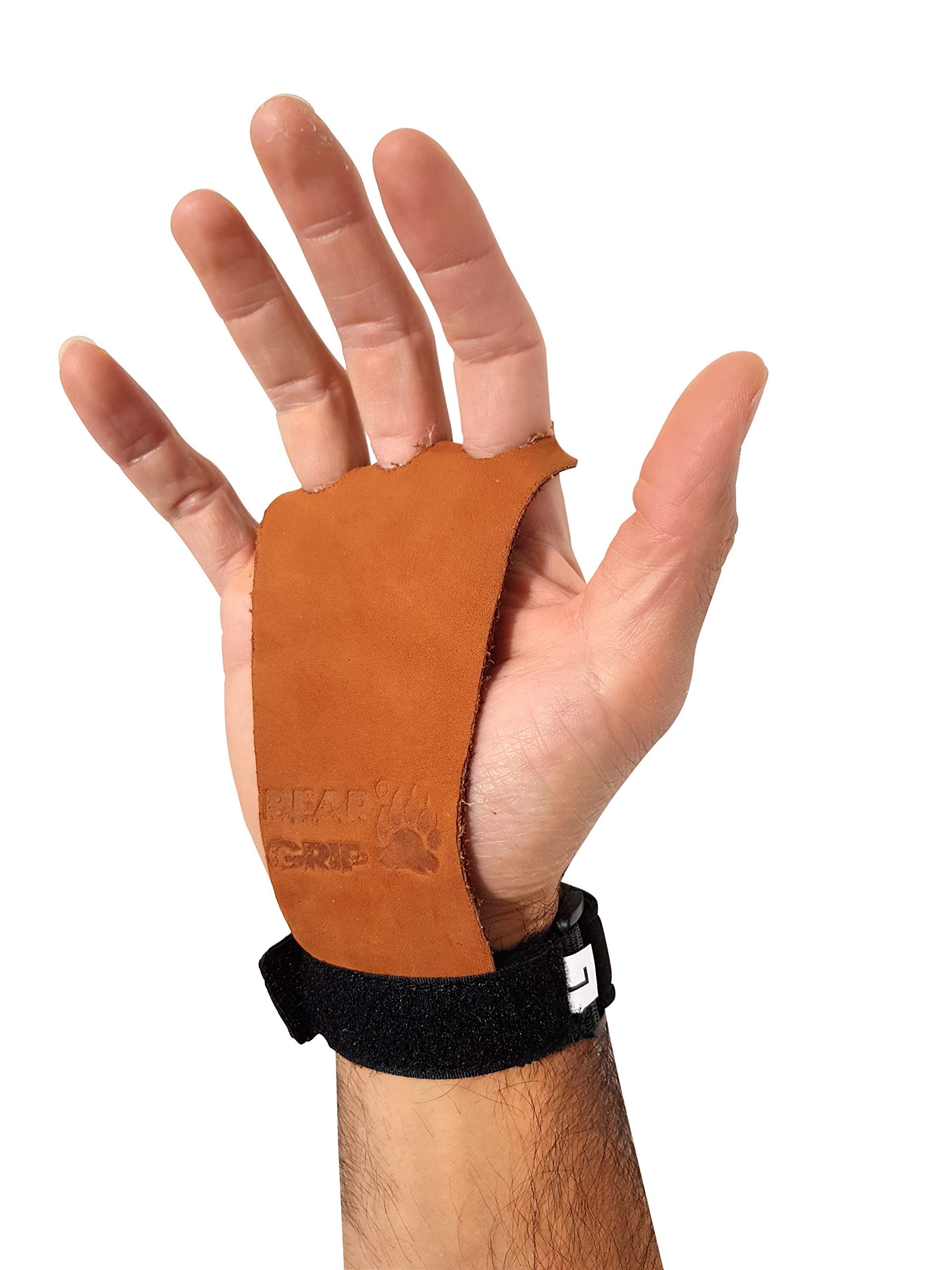 BEAR GRIP - Crossfit Grip Leather (Leather Brown 3 Hole, XL)