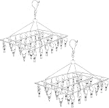 Sinnsally Folding Sock Dryer with 36 Pegs Stainless Steel Clothes Hanger view 1