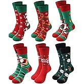 Moonlight Manor 6 Pairs Christmas Socks for Women,Xmas Crew Socks Holiday Gift Novelty Socks US Size 6-13
