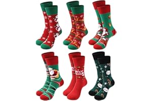 Moonlight Manor 6 Pairs Christmas Socks for Women,Xmas Crew Socks Holiday Gift Novelty Socks US Size 6-13