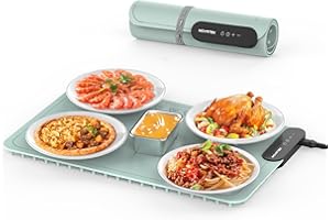 MOVATEK Electric Food Warming Mat with 9 Temperature Settings, Quick Heating Pad, Auto-Off Timer, Portable Silicone Food Warmer for Parties and Buffets