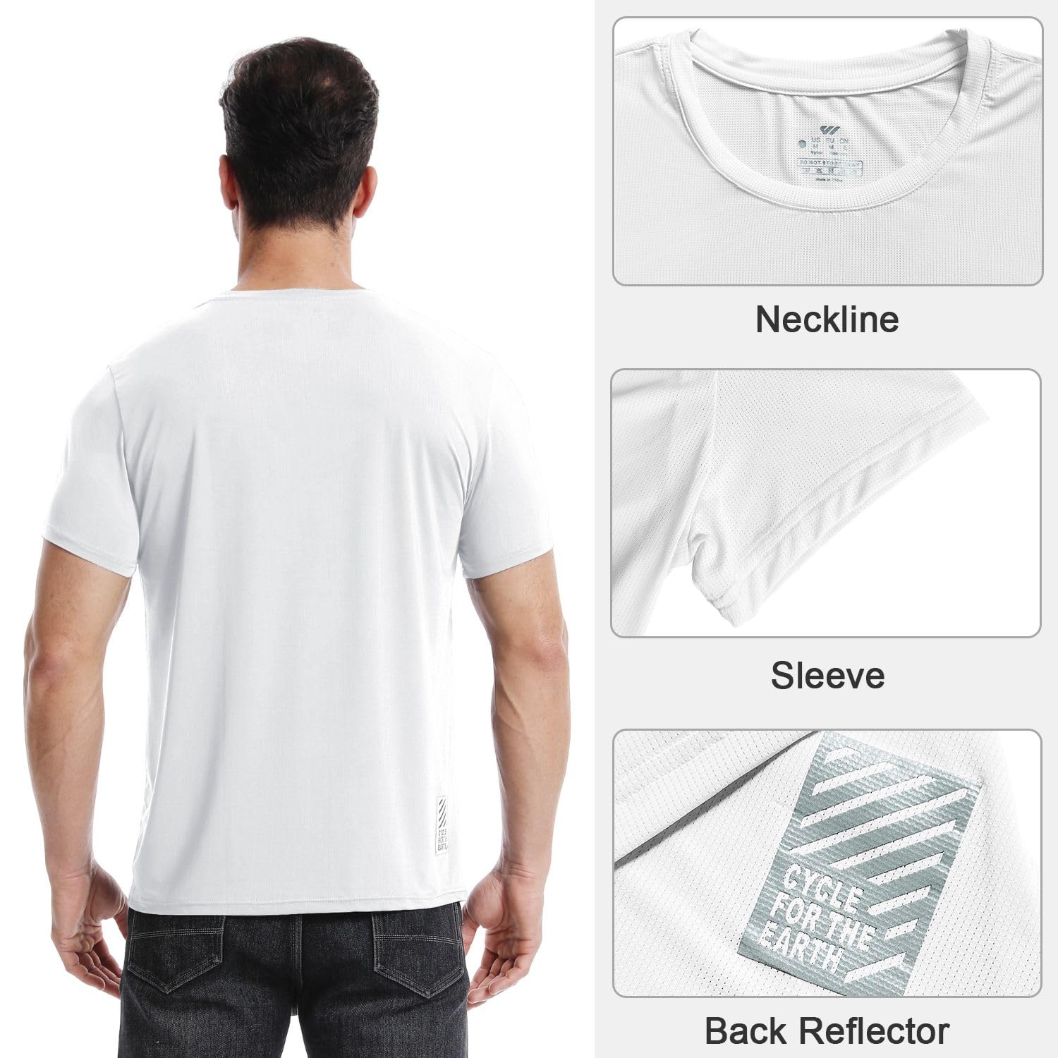 3 or 5er Pack Sport Tshirts Herren Kurzarm,Funktionsshirt Atmungsaktiv & Schnelltrocknend,Fitness Shirt für Training,Laufen,Wandern,Gym,Outdoor-Sport Schwarz-Weiß-Grau Blau M 4