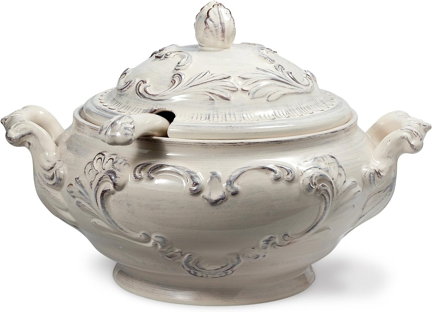 Intrada BAR7424C Baroque Soup Tureen, 15" W x 10" H, Cream
