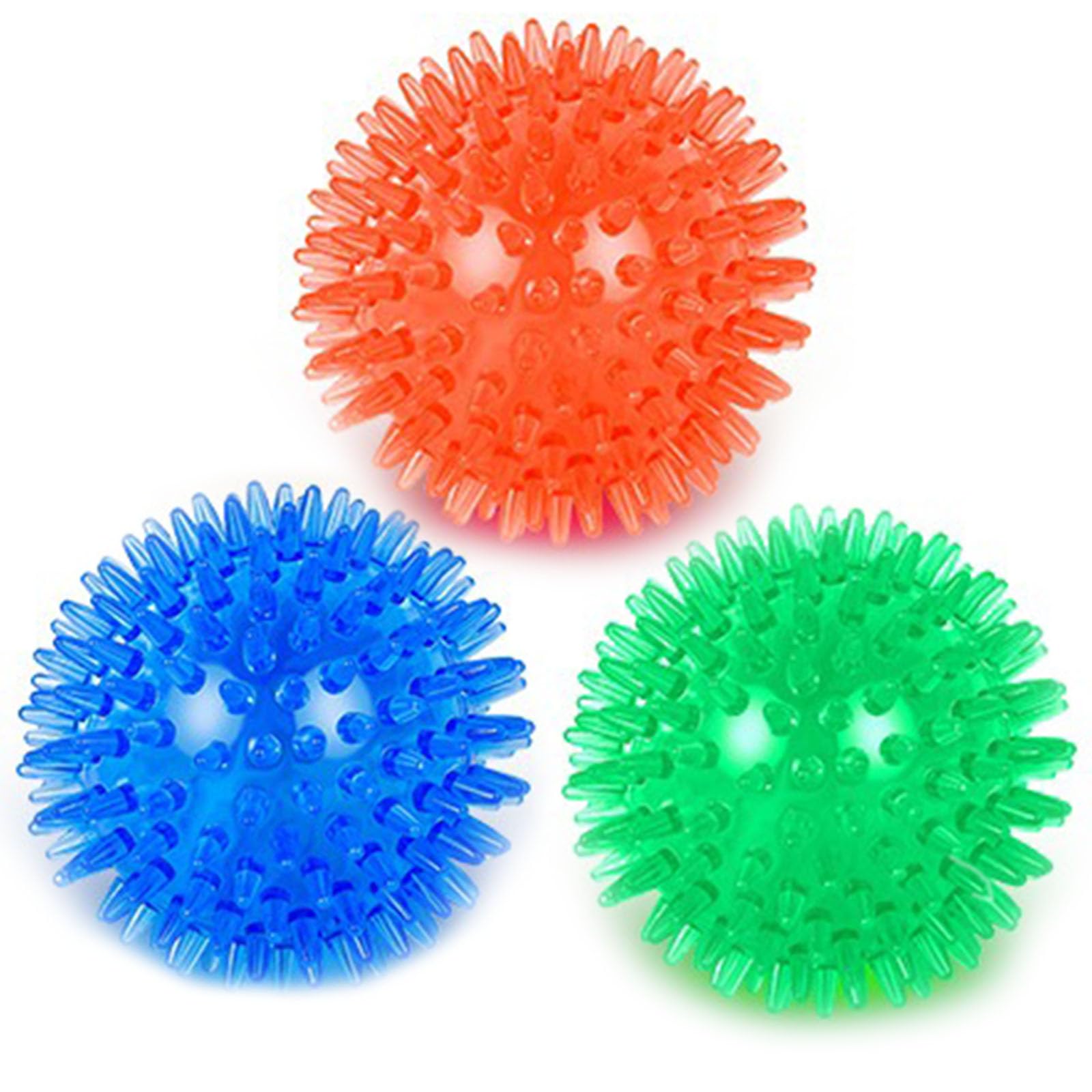 Photo 1 of Orgrimmar 3.5" Dog Squeaky Chewing Balls 3 Packs Pet Soft Cleaning Teeth Toys Dogs Spiky Balls with High Bounce for Small Medium Large Pet Dog Toys