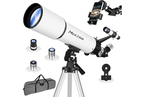 MEEZAA Telescope for Adults Astronomy, 80mm Aperture 600mm Refractor Telescope for Kids & Beginners, Fully Multi-Coated Optics High Transmission Telescopes with Tripod & Phone Adapter & Carrying Bag