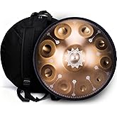 "SINGOFIRE" Premium Handpan Drum, Print Handpan Drums for Adults, 22-Inch 432Hz 10 Notes D Minor Kurd Handpan, Celestial Bloom Collection - Golden Radiance