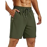 MAGCOMSEN Mens Hiking Shorts 7" Quick Dry Lightweight 3 Zipper Pockets Summer Workout Gym Athletic Running Shorts Men