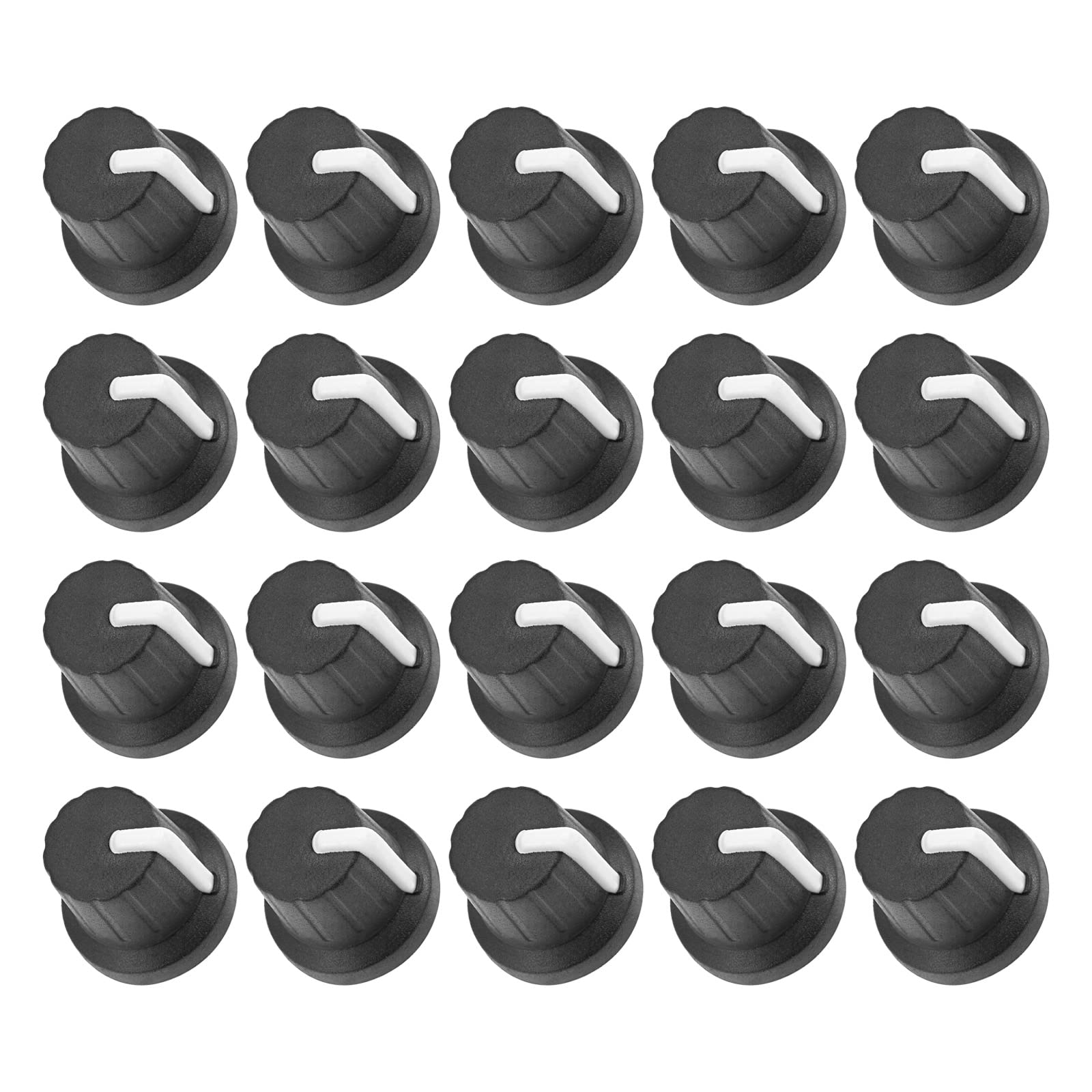 Rebower Potentiometer Knob Knurled Shaft Insert D Type Switch Knobs, [for Audio Device] - 16x15mm/ 6mm/ Black White/ 20Pcs