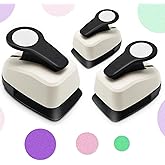 HKKYO Circle Punch, Circle Hole Punch Set, 1 in, 5/8 in, 3/8 in Circles | 3 PCS Circle Paper Punches for Crafts Scrapbook, Circles Shape Punch, Circle Cutter, Precise Circles, Clean Cut, Easy to Use