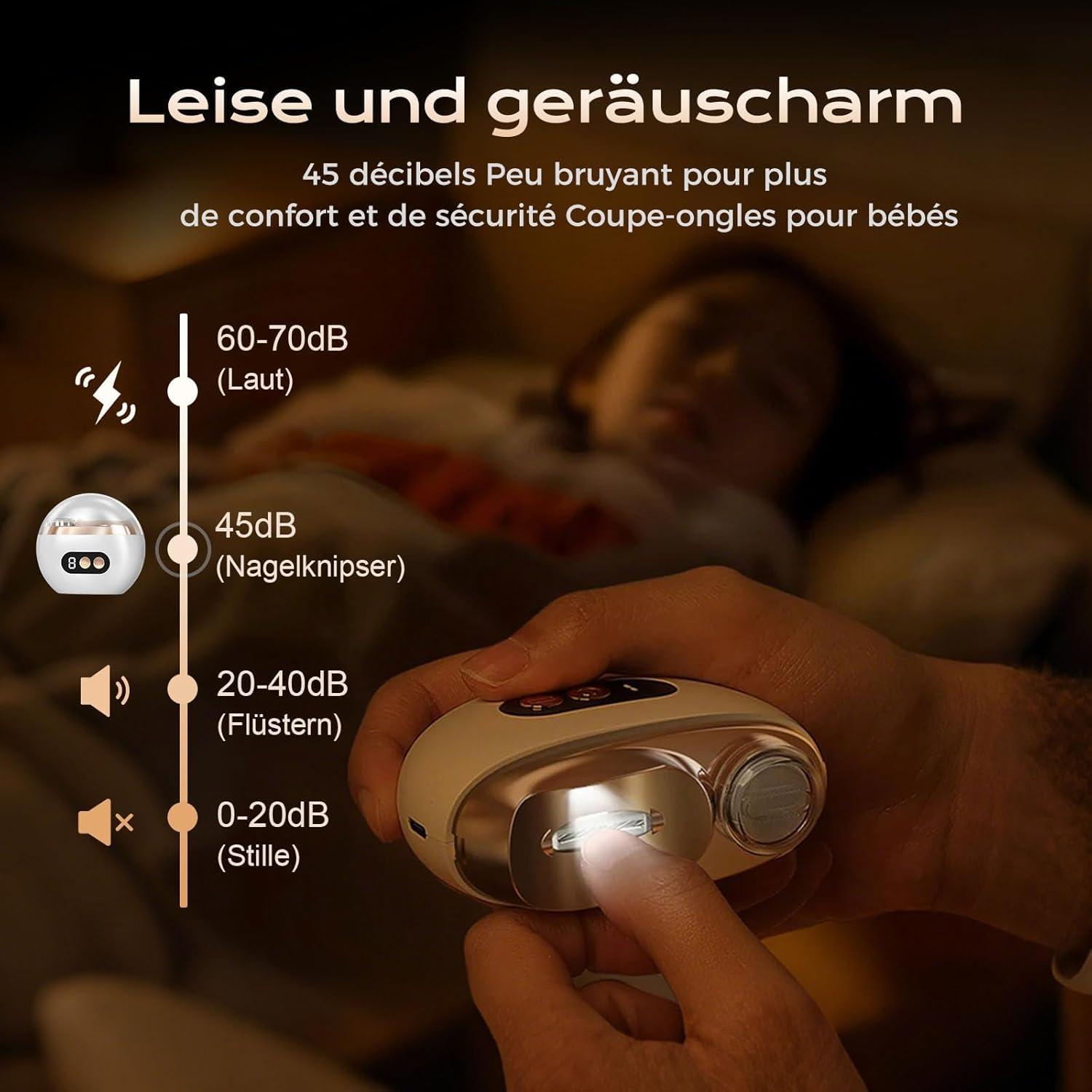 2026 Neu Elektrischer Nagelknipser, 3 in 1 Multi-functional Electric Nail Trimmer, Elektrische Nagelfeile Polieren mit LED 3 Gesch- Ultraleise Electric Nail Clippers für Kinder Erwachsene (Weiß) 7