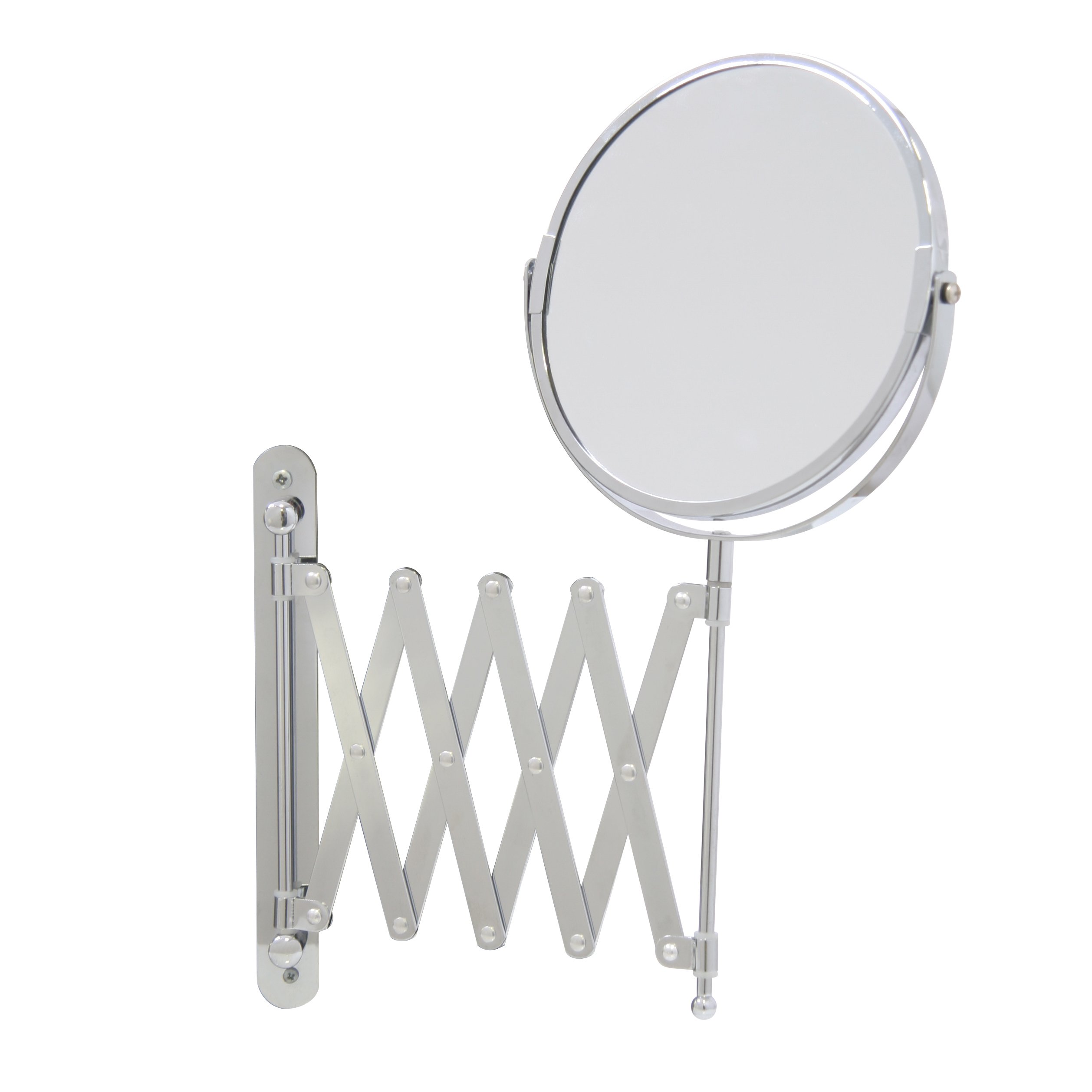 Axxentia Bathroom 282802 Magnifying Wall Mirror Chrome Round 17 cm Diameter 3 times Magnification 57 cm Extendible