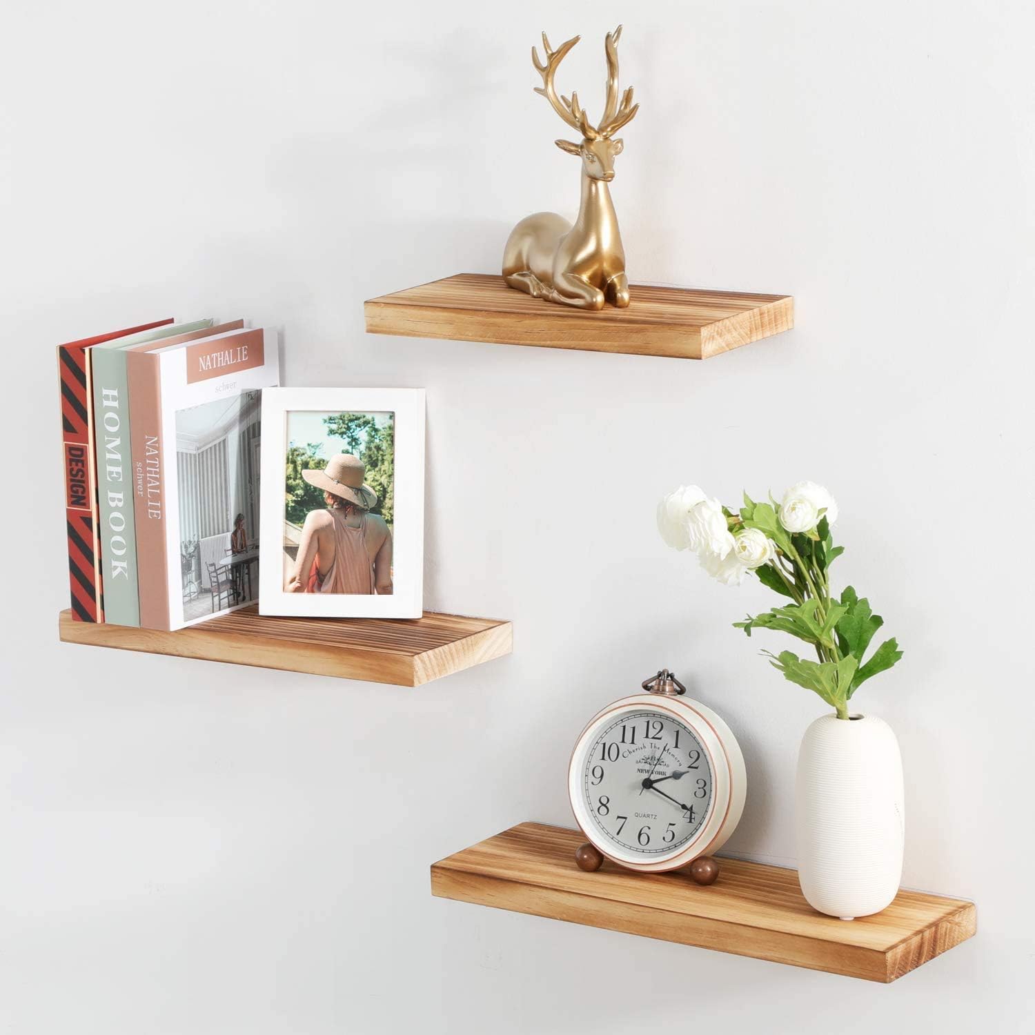 Mtank Floating Shelves for Wall, Industrial Wood Wall Mounted Shelf