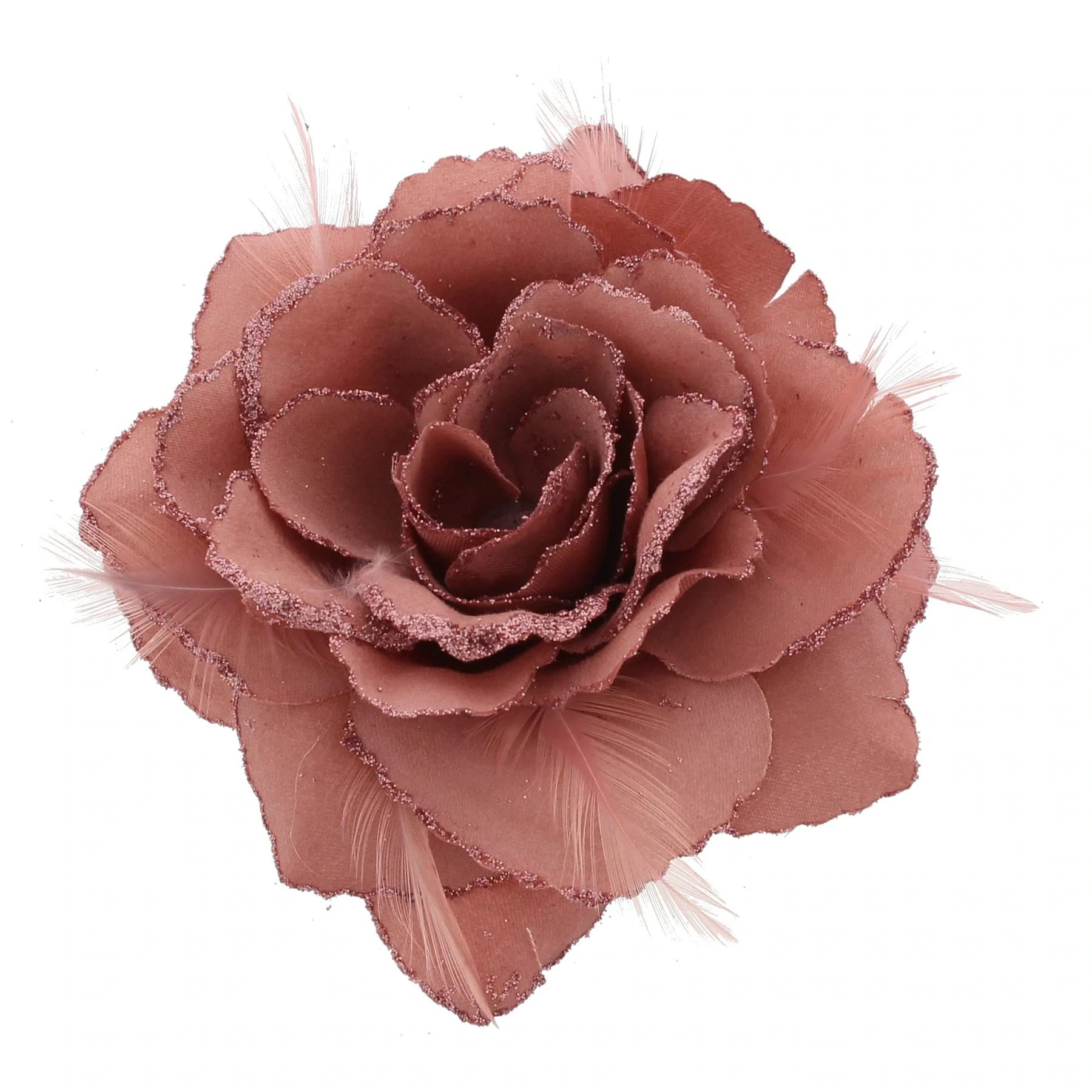 Topkids Accessories Rose Flower Hair Clip Hairband Brooch Safety Pin Hairpin Floral Corsage Fascinator Hair Band Aligator Beak Grip for Women & Girls Wedding Prom Party Special Occasion (Dusty Pink)