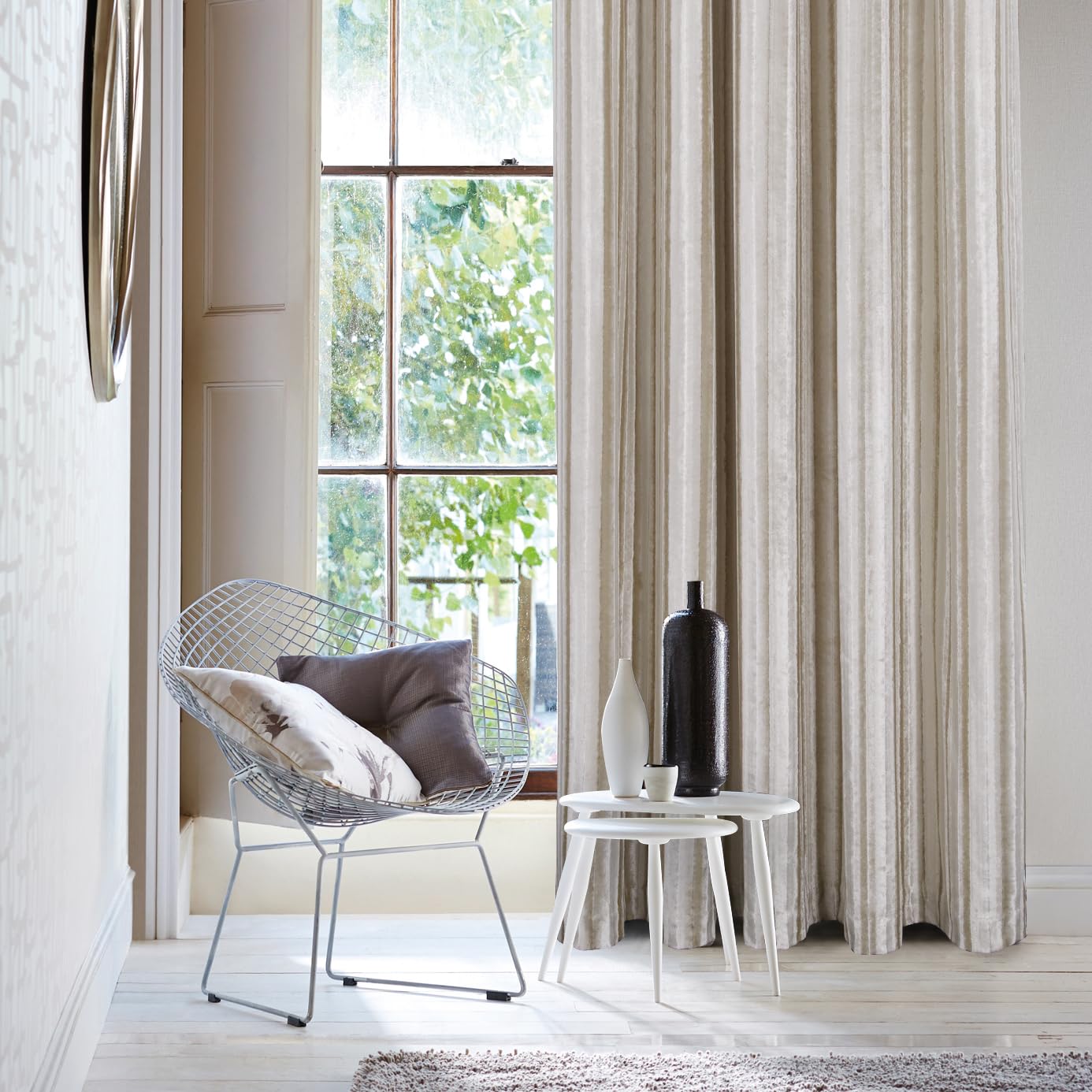 always4u 100% Blackout Curtains For Bedroom Luxury 2 Panels Thermal Insulated Velvet Eyelet Curtain Beige A Pair 46 * 54 — image 1