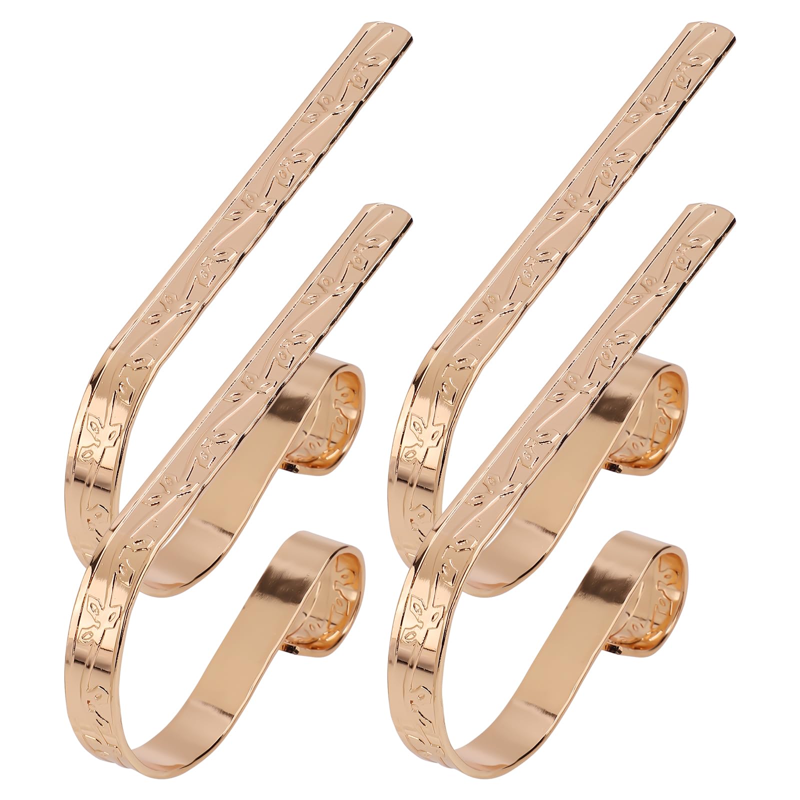 PEUTIER 4pcs Christmas Stocking Holders for Fireplace, Adjustable Mantle Anti-Slip Xmas Stocking Hooks No Drill Required Metal Mantel Hangers for Christmas Stocking (Gold)