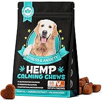 Hemp Calming Chews for Dogs, 60pcs Dog Calming Chews for Stress, Travel, Check-ups, Barking, or Grooming, Chicken Flavored Ca
