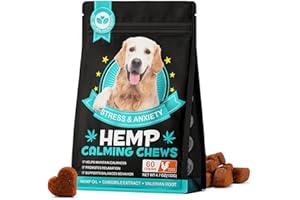 Hemp Calming Chews for Dogs, 60pcs Dog Calming Chews for Stress, Travel, Check-ups, Barking, or Grooming, Chicken Flavored Ca