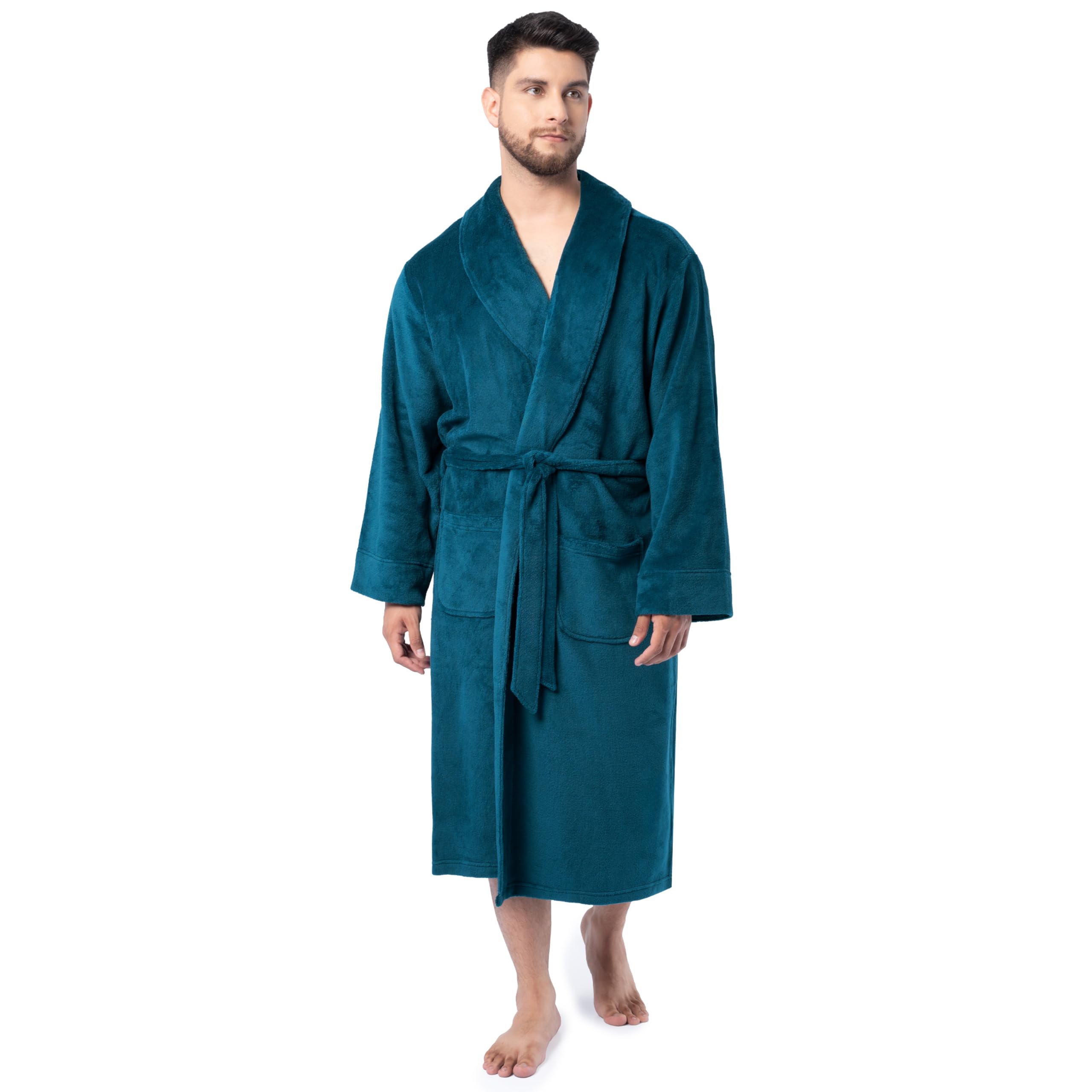 IZOD Men's Comfort-Soft Fleece Robe, Blue Coral, One Size Image
