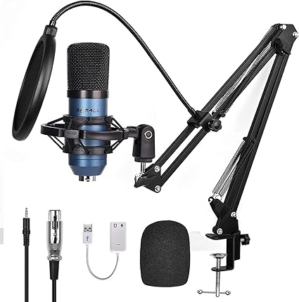 Amazon コンデンサーマイク Xlr Pc マイク オンライン会議 Condenser Microphone 単一指向性マイク 高音質 集音 Karaoke カラオケ 録音 ボイスチェンジャー 配信用 ゲーム実況対応 192khz 24bitセット アームスタンド Youtube Tiktok Facebook など生放送に適用