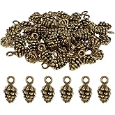 Tofficu 50Pcs Christmas Pine Cone Pendant Charms 14Mm Alloy Golden Small Nature-Inspired Diy Charm Jewelry Making Accessories for Necklace Bracelet Decoration