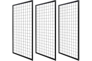 Eastern Tree Metal Grid Wall Panels, Black Wire Grid Panel, Gridwall Display Stand, Heavy Duty Gridwall Panels for Retail Display - 3pcs