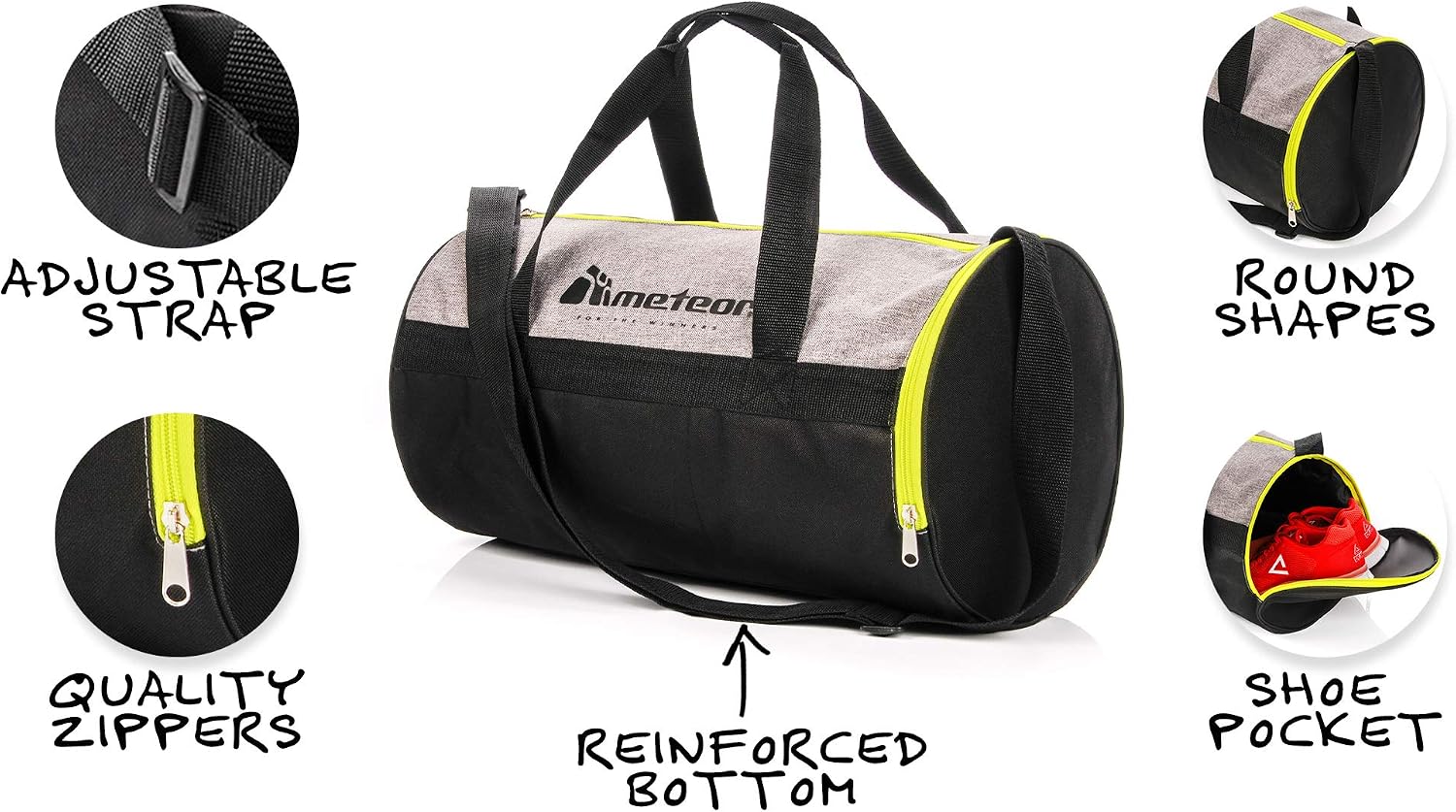 meteor Gym Duffel Cabin Holdall Bag, Lightweight Sports Luggage with Shoe Compartment, Shoulder Strap - Image 4