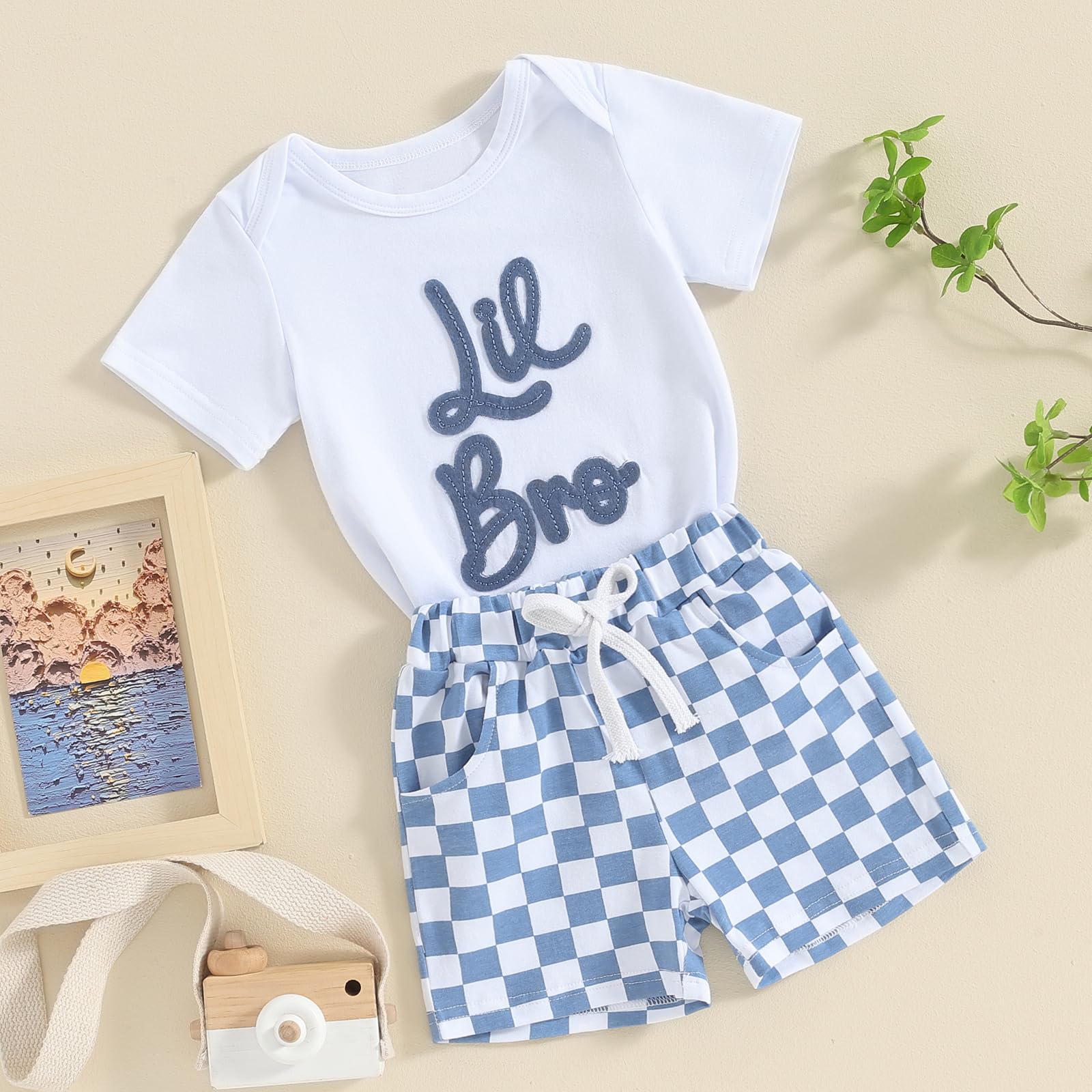 Toddler Baby Boy Summer Clothes Letter Short Sleeve T Shirt/Romper Casual Shorts Set Brother Matching Outfits