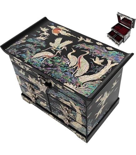 Amazon.com: Mother of Pearl Asian Lacquer Women Wooden Jewelry