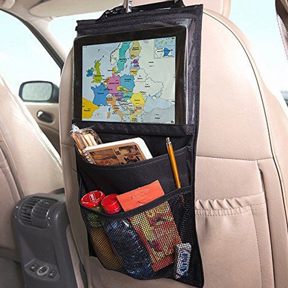 SHiZAK High Road Car Back Seat Organizer Multi-Pocket Travel Storage With Touch Screen iPad Tablet Holder (Black)