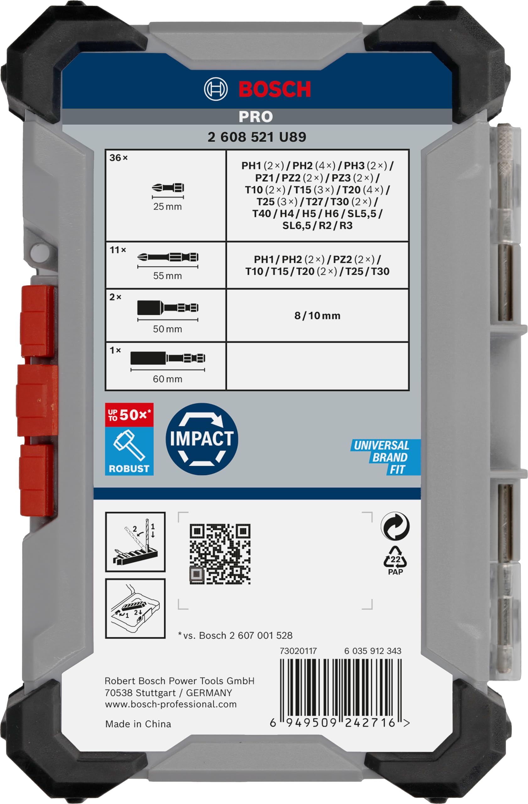 Bosch 50x PRO Impact Set, 50-tlg. (200 x 107 mm, Professional Zubehör Schraubendreher, Schraubendreher) 4