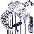 Tangkula 12 Pieces Women’s Complete Golf Club Set Right Hand, Golf Club Package Set with 460CC #1 Driver & #3 Fairway & #5 Hybrid & #5/#6/#7/#8/#9/#P/#S Irons, Putter, Portable Golf Cart Bag