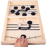 HELLO PAPAYA Fast Sling Puck Game - Test Your Speed and Accuracy with This Fast-Paced Wooden Air Hockey Desktop Battle Board Game - Guaranteed Fun Gifts for Family Night or Friends Party