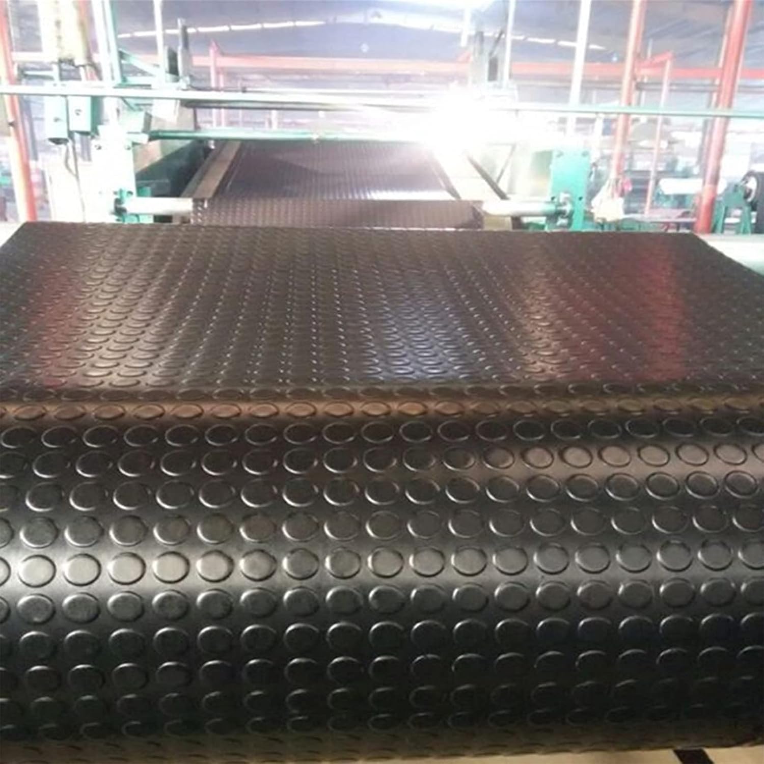 Garage Rubber Floor Mat, Grade 65A, 4 × 8 Ft by 1/8" Heavey Duty Coin-Grip Rubber Flooring Rolls, Anti Slip Rubber Floor Protector Mat for Applicable Anywhere - - 