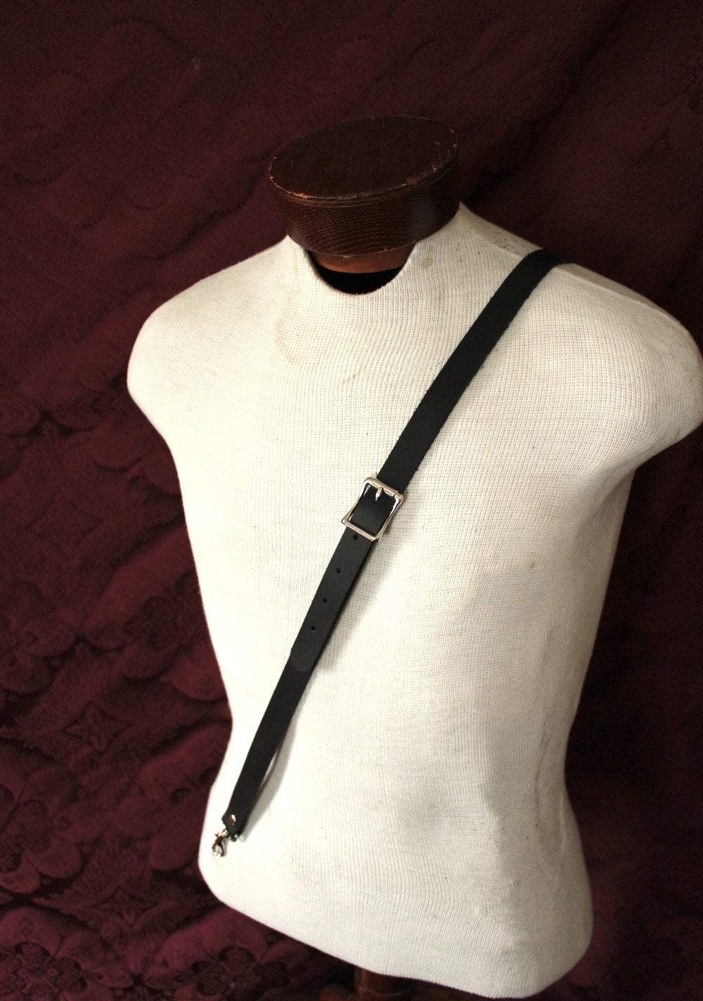 Leather Suspenders single shoulder Bandolier, Black, brown