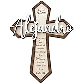 DILYPOD Personalized Baby Baptism Gifts For Girl Or Boy, Custom Wooden Baptism Cross For Wall, Baptismal Cross Gift For Boys Decorations, Christening Gifts For Boys And Girls, Gift From Godparents 7