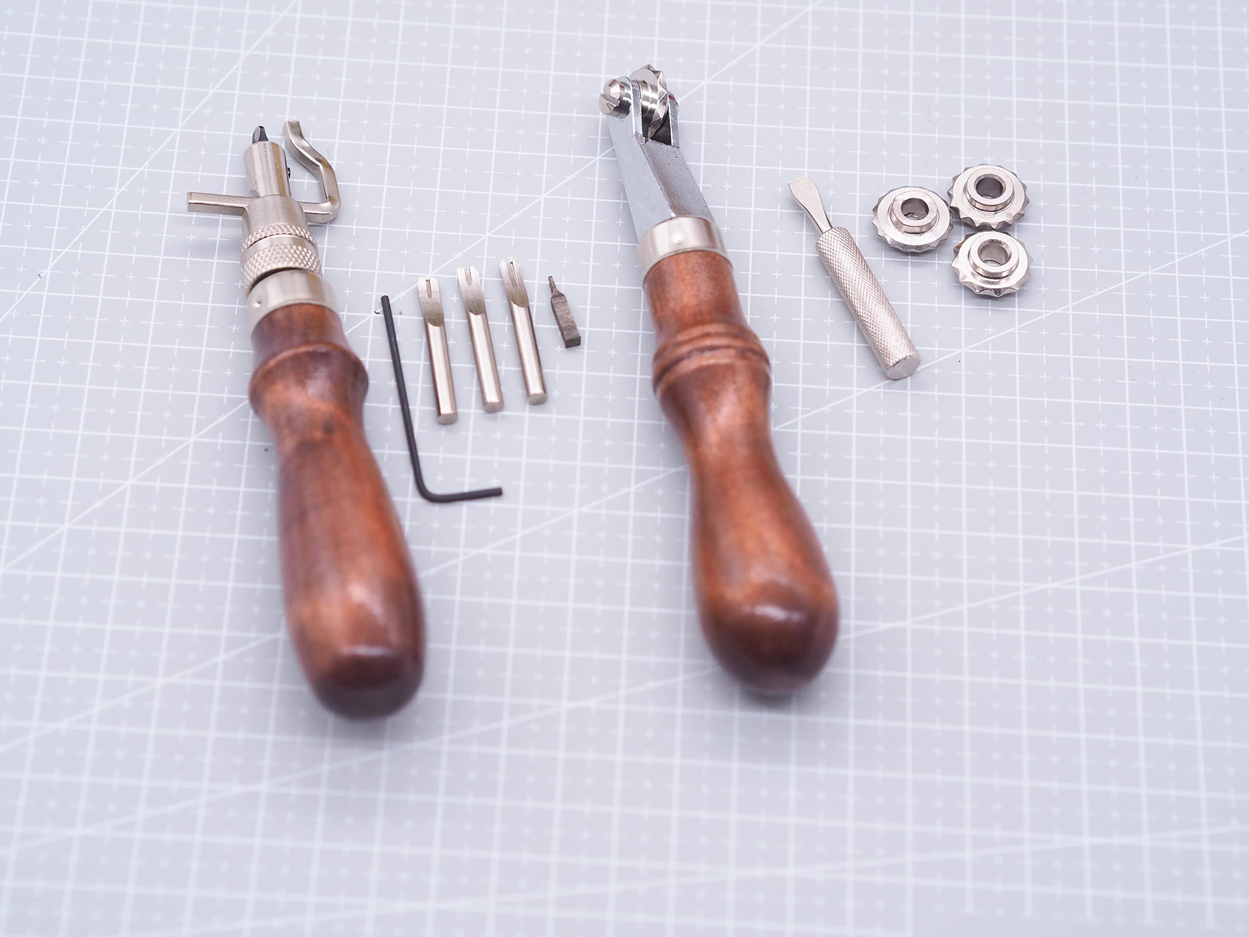 Leather Groover Beveler and Leather Stitching Overstitch Wheels Mark Spacer Set, Leathercraft Sewing Embossing Tool Set