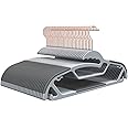 FSUTEG 50-Pack Slim S-Shaped Plastic Hangers with Non-Slip Grips – Space-Saving Gray Hangers for Delicate Necklines, Fits Shirts, Dresses & Coats in Closet/Dorm Organizers