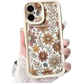 Lovmooful Compatible for iPhone 16 Case Cute Aesthetic Color Flower Floral Leaf with Card Holder Design for Girls Women Soft TPU Shockproof More Protective Girly for iPhone 16 Case-White