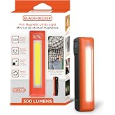 BLACK+DECKER LED Work Light, 300 Lumens AA Battery-Powered Utility Light, 3 Brightness Levels &amp; SOS Mode, 2 Magnet Mounts, Pocket Clip, Compact Lightweight &amp; Portable, Weather Resistant, 10 Hour Power