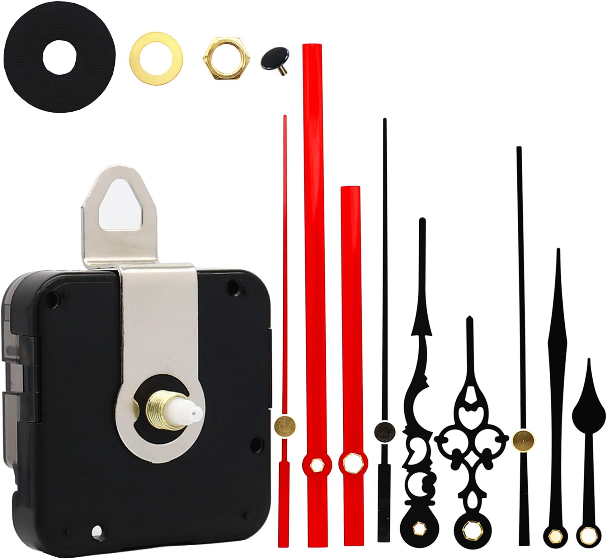 Youngtown Clock Movement Mechanism with 3 Pack Clock Hands Silent Sweep Quartz Clock Motor Kit for Clock Repair Custom Clock