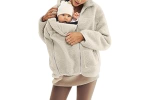 GENERIC Women's Wearing Jacket Thicken 2 in 1 Maternity Winter Coat Zip Up wearing Jacket Sherpa Kangaroo Hoodies