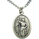 Women's Patron Saint Medal 3/4 Inch Metal Pendant with Chain