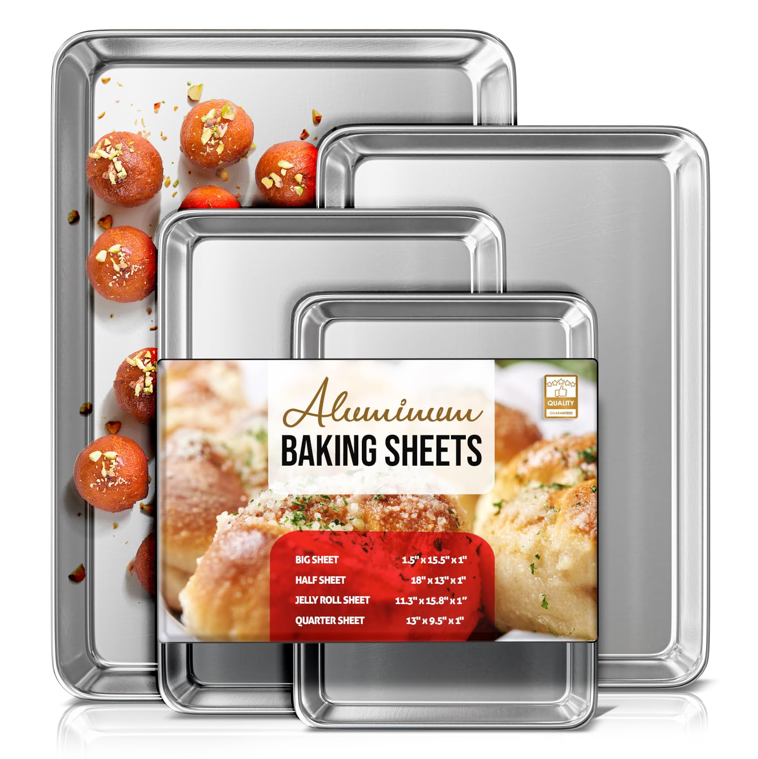 Eatex Aluminum Baking Sheet Set, 4 Pack Cookie Sheets, Warp & Rust Resistant, Nonstick Image