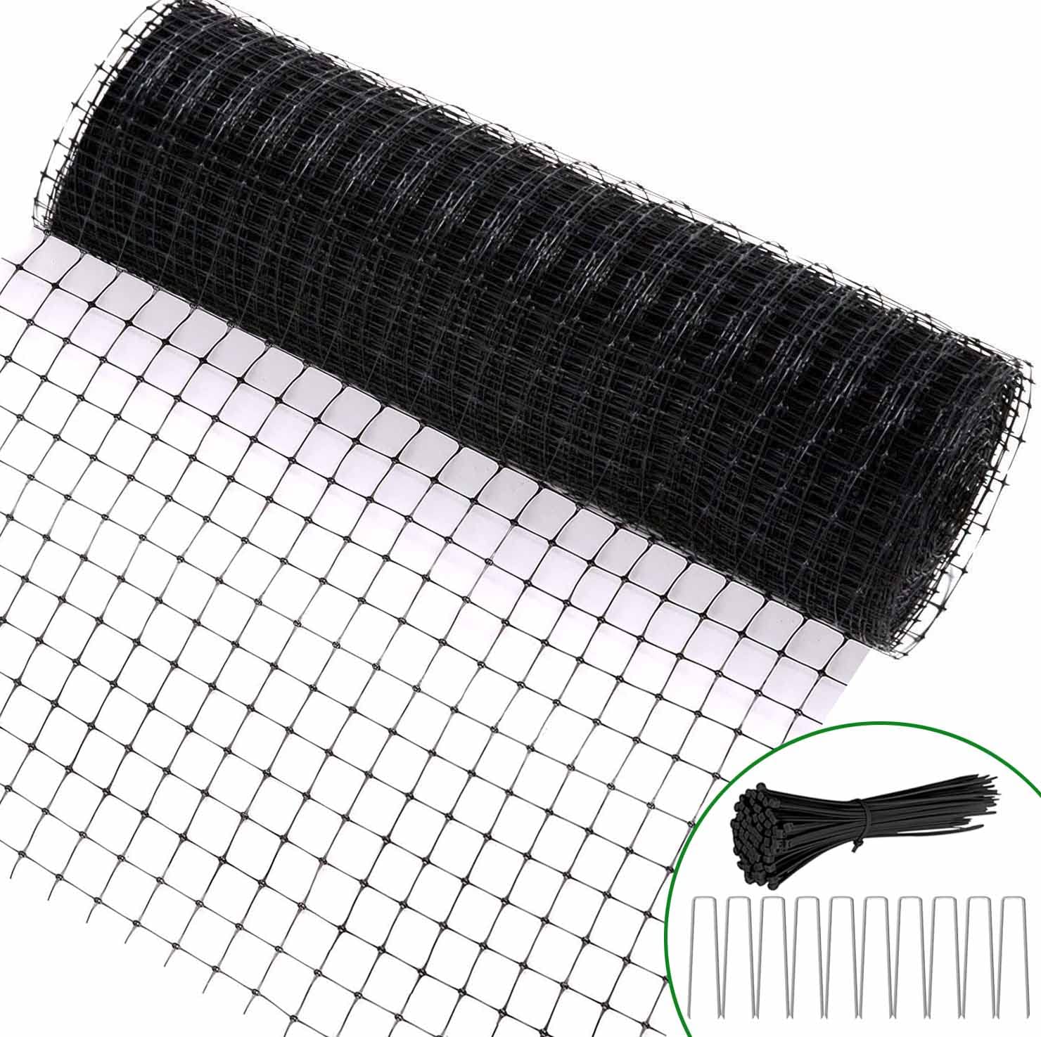 Feizeisun Bird Netting, 2.3m x 30m Heavy Duty Garden Netting Kit, Black Reusable Fruit Netting Mesh Protect Plants Fruit Trees Vegetables Flowers Against Bird Pigeon Deer & other Animals