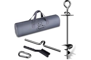 PAYIVSVE Dog Tie Out Stake, Heavy Duty Stakes for Dogs up to 220lbs, Strong Dog Anchor Kits, Dog Stake for Beach, Outdoor, Yard, 360 Degree Rotation, No Tangling(1 Pack)