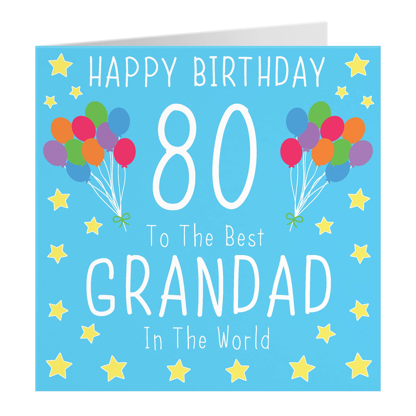 Hunts England Grandad 80th Birthday Card - Happy Birthday - Best Grandad In The World - Iconic Collection - Standard - 148 x 148 mm