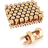 QWORK Grounding Split Bolt, 50 Pieces 4 Gauge 8 Gauge High Strength Split Bolt Connectors, Ground Wire Clamp, Solid Copper, for Antenna, Satellite Dish, Cable TV