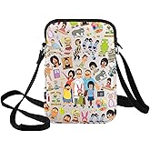 BWWKTOP Hamburger Cartoon Crossbody Bag Linda &&Gene & Louise Fans Gift Tina Belcher Crossover Shoulder Bag