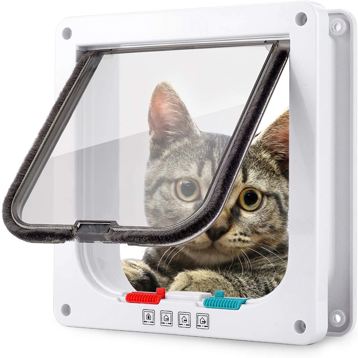 Large Cat Door, Cat Deflector Inner Door, Retractable Frame for Cats and Small Dogs, Cat/Dog Deflector with Tunnel, Size 11 x 9.8 x 2 inches