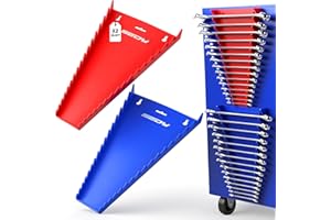 SEDY 2-Pack Magnetic Wrench Organizer, 32-Slot Premium Wrench Rack Holder Tool Trays for Toolboxes Drawer Storage, SAE (1/4" - 1-1/16") & Metric (6mm - 24mm)